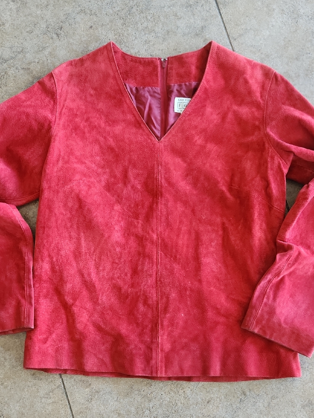 Saks Fifth Avenue Folio Collection Red Wine Suede Top
